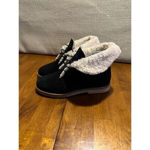 Rinascimento Womens Suede and Sherpa Black Boots Made in Italy Size US 6 EU 37